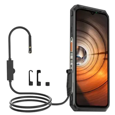 Endoscop portabil HD 3 in 1 Ulefone uSmart E02 Negru pentru Ulefone Armor 21, 19, 18, 16 Pro, 13, 9/9E, 2m cablu semi-rigid, 7 LED-uri