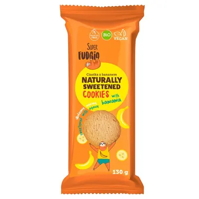 Biscuiti cu banane indulciti cu agave bio 130g Super Fudgio