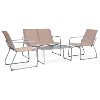 Gossi set mobilier de gradina, 4 piese, gri taupe, otel si textil