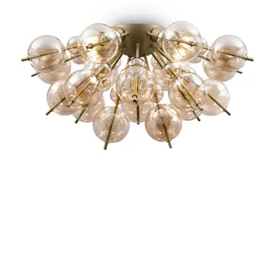Corp de iluminat pentru tavan Bolla - ⌀ 640mm , Amber, 4 X E27 (60W), Metal, Glass, IP20, 4.2kg