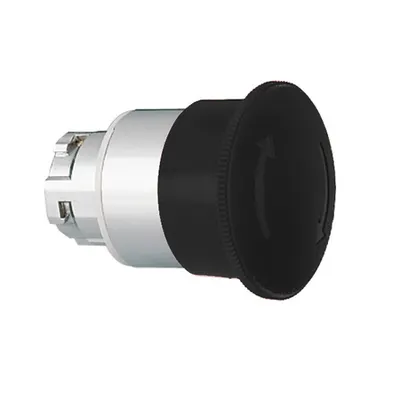 Cap Buton Ciuperca , Ø22mm 8lm Metal Series, Latch, Turn To Release, Ø40mm. For Normal Stopping. Black
