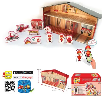 Set de jucării vorbitoare Jagu - Casa de pompieri și Casa, 13 piese