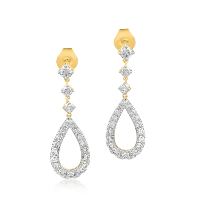 Cercei din aur galben cu diamante de 0.925ct