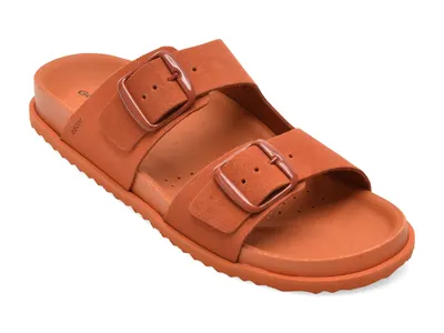 Papuci GEOX portocalii, D558RA, din piele intoarsa