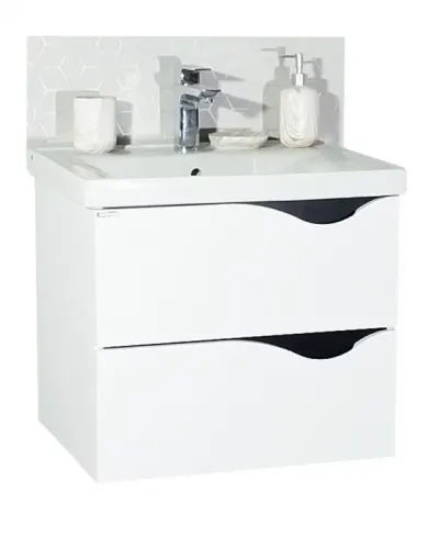 Set Baza front MDF si Lavoar seria 797, suspendata cu sertare, 60 cm, alb