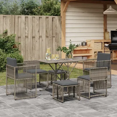Gossi set mobilier de gradina cu perne, 7 piese, gri, poliratan