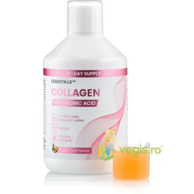 Essentials 100 - Colagen Hidrolizat Lichid cu Retinol + Acid Hialuronic 20mg + Zinc 10mg + Coenzima Q10 + Vitaminele C, B5, B7, E 500ml