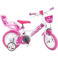 Bicicleta copii 3-5 ani, 12 inch, Little Heart Alb Si Roz, Dino Bikes DB124RLN05LHWP