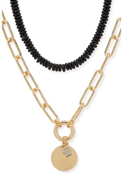 Colier dublu cu pietre zirconia - Auriu