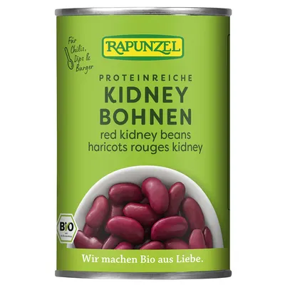 Fasole Bio Kidney rosie la conserva, 400g, Rapunzel