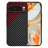 Husa pentru Google Pixel 9 Pro, Techsuit, Carbonite FiberShell, Neagra Rosie