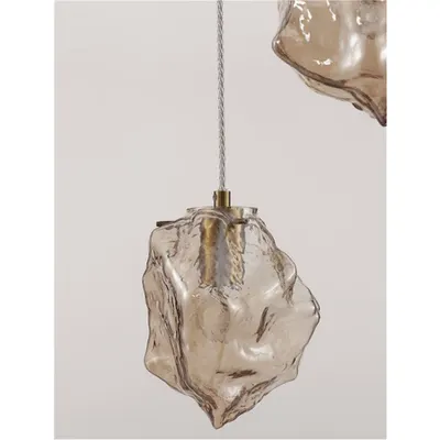 Lampa suspendata ODELLE Alama aurie Metal & Chihlimbar Sticla LED E14 3x5 Wat 230 Volt IP20 Fara bec