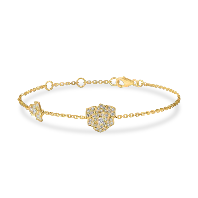 Bratara cu pandantiv floare din aur galben si diamante de 0.3ct