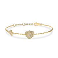 Bratara cu pandantiv floare din aur galben si diamante de 0.3ct