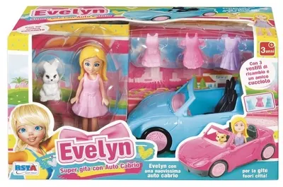 Set joc RS Toys - Păpușă Evelyn cu mașină și accesorii, sortiment