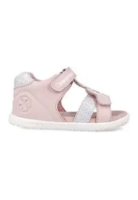 Sandale cu imprimeu fluture si velcro - Roz prafuit/Bej deschis