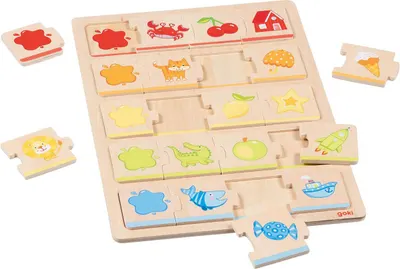 Puzzle pentru copii din lemn Goki din 20 piese - Primul meu puzzle colorat