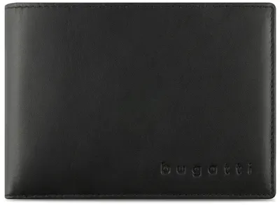 Portofel din piele pentru bărbați Bugatti Super Slim - Cu clapă, negru