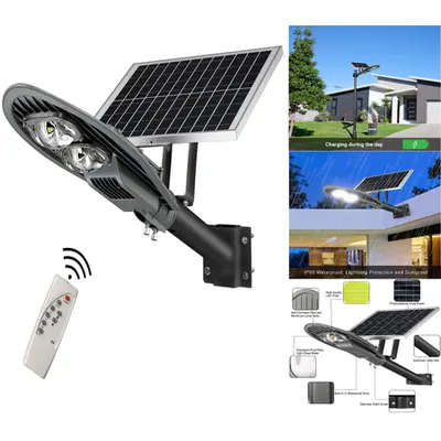 Corp stradal SOLAR LED 100w/6400k + panou 25W (metalic/telecomanda)