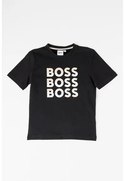 Tricou lejer din bumbac cu logo - Negru