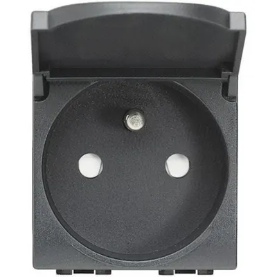 Priza 2P+T, Std. Francez cu capac LiVing Light - Conexiune cu surub - Antracit - 2 module