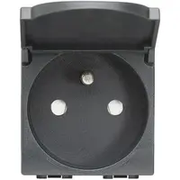 Priza 2P+T, Std. Francez cu capac LiVing Light - Conexiune cu surub - Antracit - 2 module