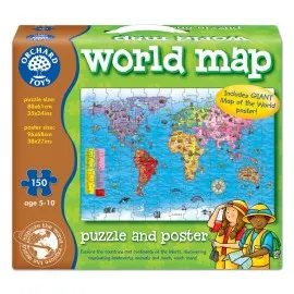 Puzzle si poster Harta lumii (limba engleza 150 piese) WORLD MAP PUZZLE & POSTER