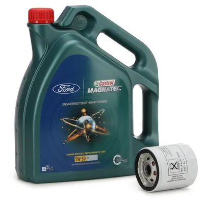 Set Ulei Motor Castrol Magnatec Ford 5W-30 A5 5L 15D5E8 + Filtru Ulei Motor Oe Ford 2468342