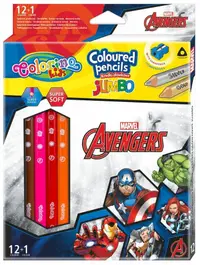 Creioane colorate triunghiulare Colorino - Marvel Avengers Jumbo, 12 culori + 1 ascutitoare