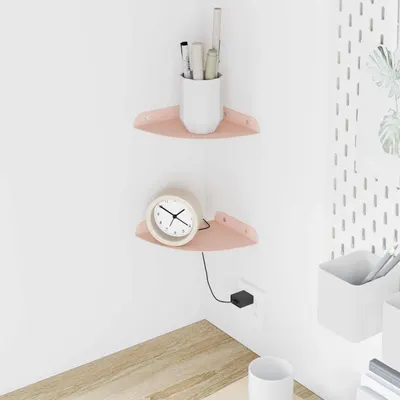 vidaXL Raft Suspendat pentru Colț 2 buc. Roz 15 x 15 x 2 cm