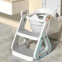 Reductor Wc copii pliabil Little Mom White, multifunctional, in structura triunghiulara, cu colac moale PU, inaltime ajustabila, prevazut cu manere, protectie antistropire, antiaderent, potrivit si toaletelor patrate