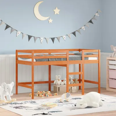 vidaXL Pat Loft Maroniu cerat 90 x 190 cm Lemn de pin masiv