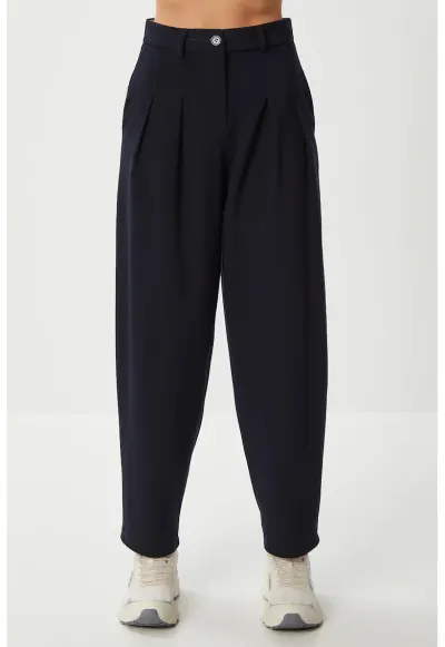 Pantaloni dama - Happiness Istanbul - Albastru marin - Viscoza/Poliester