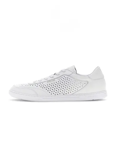 Pantofi sport din piele cu design perforat - Alb