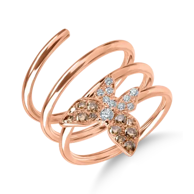 Inel fluture din aur roz cu diamante de 0.4ct