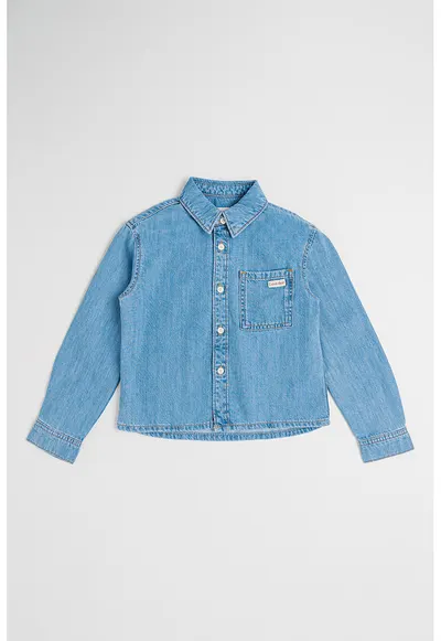 Camasa din denim cu maneci lungi - Albastru petrol