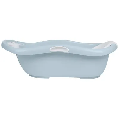 Cadita copii cu termometru digital si reductor anatomic detasabil KikkaBoo Lavera Blue,realizata din plastic rezistent cu margini rotunijite,fara BPA,manere pentru mutare usoara,suport sapun si recipient clatire inclus