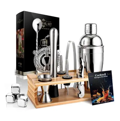 Set de cocktailuri Morello Silver, 14 piese, cu suport