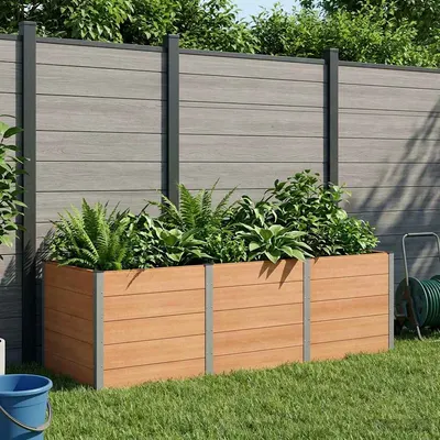 vidaXL Strat înălțat de grădină Maro 300 x 100 x 91 cm WPC și Aluminiu