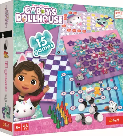 Joc de societate 15 în 1 - Gabby's Dollhouse - Pentru copii