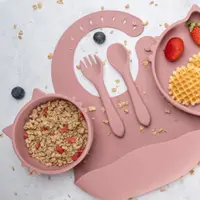 Set diversificare AppeKids din silicon 5 piese Kitty Old Rose