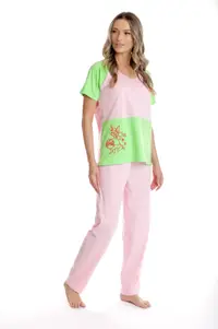 Pijama dama AP2519 roz/vernil, Andana | marimea M
