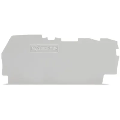 Placa de capat si placa intermediara pentru reglete cu 3 conductori, gri, grosime 0,8 mm, compatibil cu seria 2102