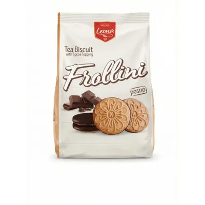 Leona biscuiti frolini vanilie cu topping ciocolata 300g Engros