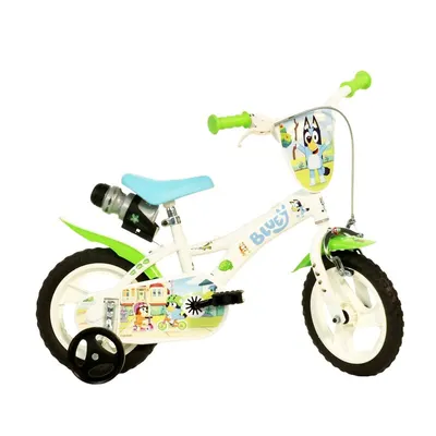 Bicicleta cu pedale, Dino Bikes, Cu roti ajutatoare, 12 inch, Pana la 110 cm, 3 ani+, Bluey