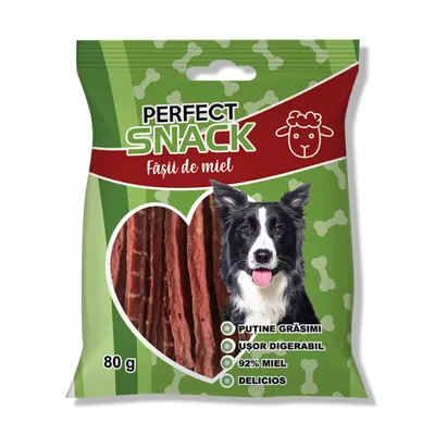 Hrana complementara pentru caini, Perfect Snack, fasii de miel, 80 g