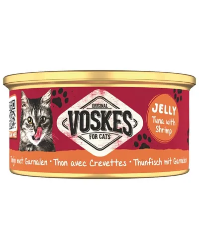 VOSKES Jelly Tuna with Shrimp 85 g hrană complementară pentru pisici, 100% ton cu creveți în jeleu
