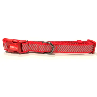 Zgarda caini, rosie, reglabila, reflectorizanta, 42-62 cm x 2.5 cm