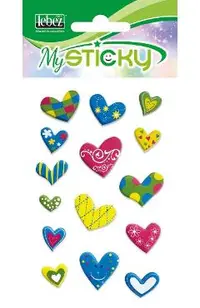 Stickere decorative. My sticky 3D. Inimioare colorate cu model