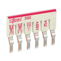 Staggered jumper; insulated; 6-way; Nominal current 25 A; suitable for 2002 and 2003 Series rail-mounted terminal blocks; light gray